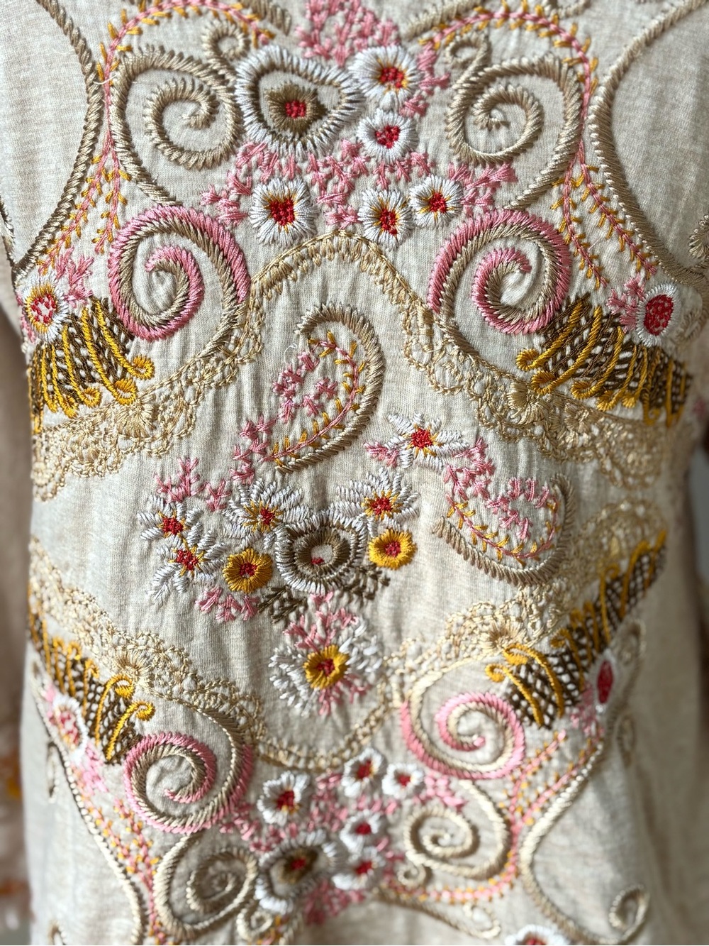 Biya Johnny Was Embroidered Linen Boho Jacket Floral Open XS - Picture 6 of 10
